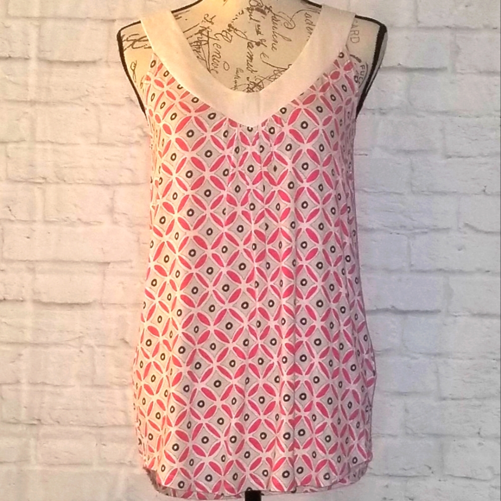 Tommy Hilfiger Women's Pink Geometric sleeveless shirt, Size S